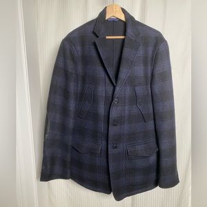 VINTAGE Belvest 100% Wool Blazer with Leather Details Made in Italy, Size 42/52